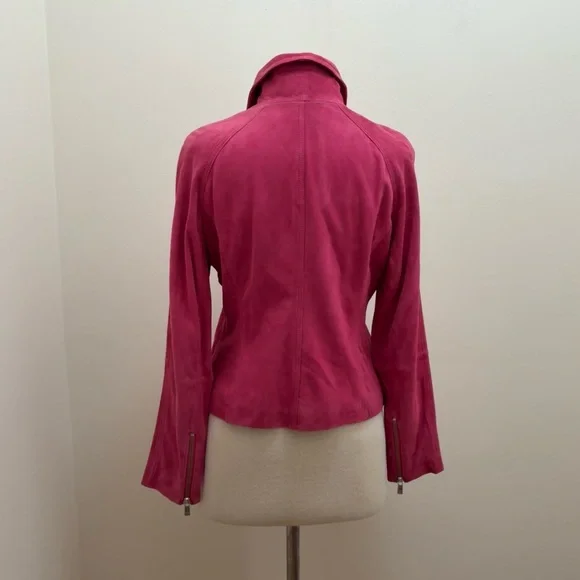 Michael Kors Barbie Pink Suede Jacket Sz Medium Coastal Cowgirl Western Boho Y2K - Picture 5 of 16